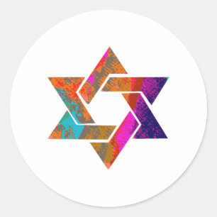 PixDezines star of david/grunge/DIY background Classic Round Sticker