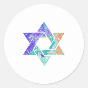 PixDezines star of david/grunge/DIY background Classic Round Sticker