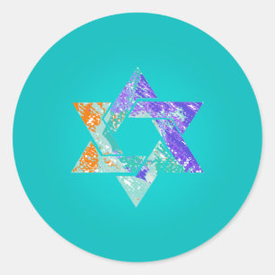PixDezines star of david/grunge/DIY background Classic Round Sticker
