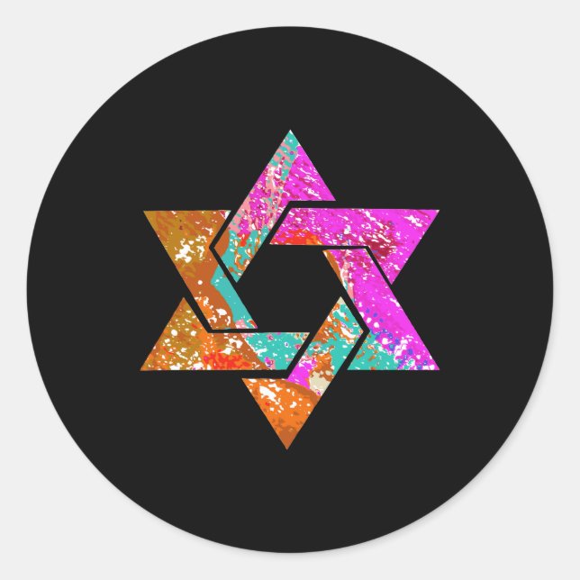 PixDezines star of david/grunge/DIY background Classic Round Sticker (Front)