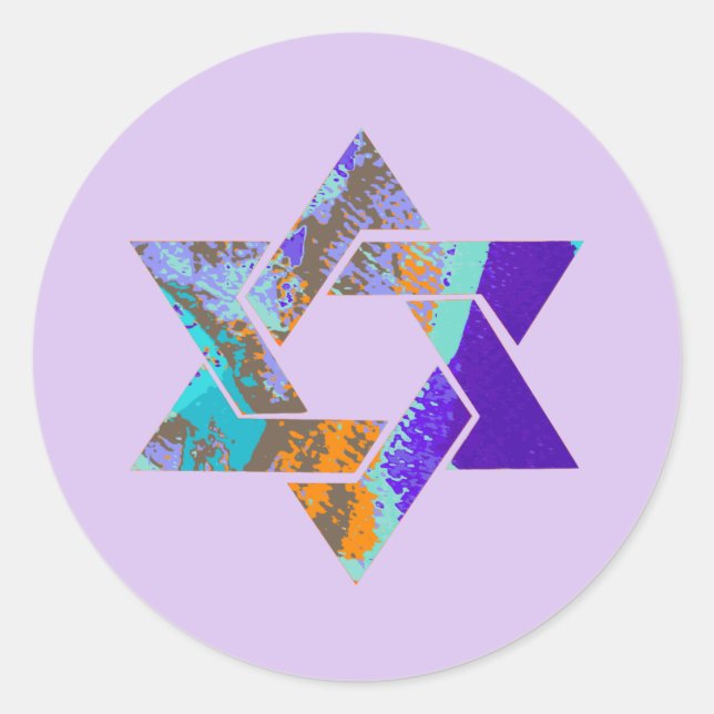 PixDezines star of david/grunge/DIY background Classic Round Sticker (Front)