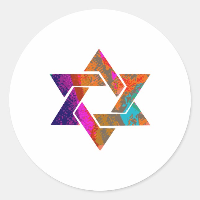 PixDezines star of david/grunge/DIY background Classic Round Sticker (Front)