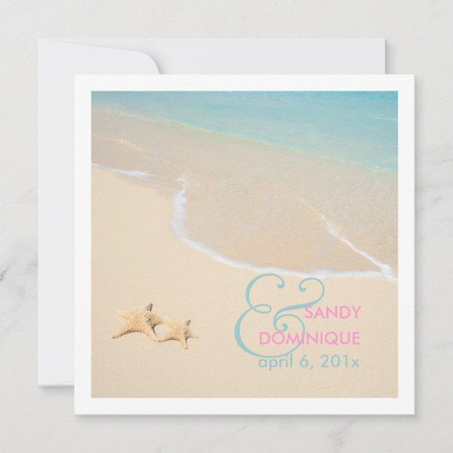 PixDezines Starfish + beach/tropical wedding Invitation (Front)