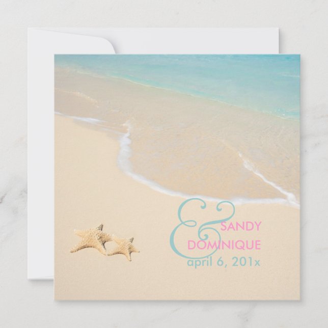 PixDezines Starfish + beach/tropical wedding Invitation (Front)