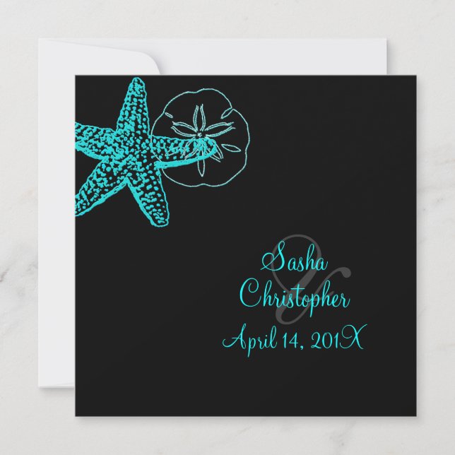 PixDezines Starfish/Beach Wedding Invitations (Front)