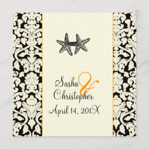 PixDezines starfish+damask/diy colors Invitation