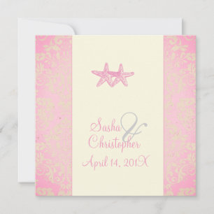 PixDezines Starfish + damask Invitations