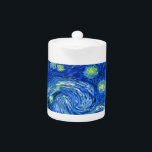 PixDezines starry night/st. remy Teapot<br><div class="desc">Van Gogh's famous painting,  "The Starry Night." Painted during his stay at the Saint Remy asylum in the 1880's,  van Gogh depicted the rolling hills and cypress trees he saw from his window.  Digitally enhanced by PixDezines.  Copyright © 2008-2016 PixDezines.com™ and PixDezines™ on zazzle.com. All rights reserved.</div>