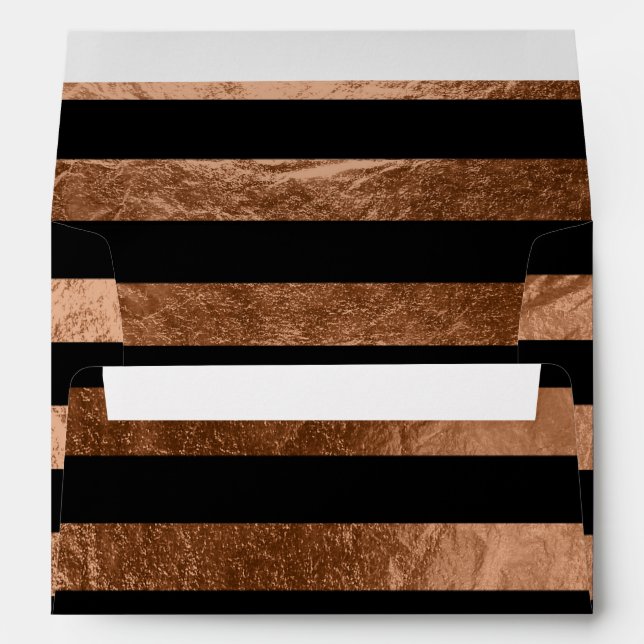PixDezines stripes black+faux copper liner Envelope (Back (Bottom))