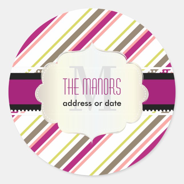 PixDezines stripes/Christmas/DIY colors Classic Round Sticker (Front)