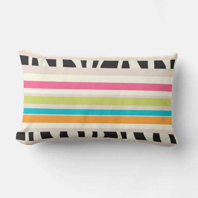 PixDezines stripes/DIY color Lumbar Pillow (Front)