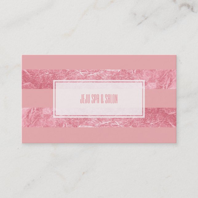 PixDezines stripes/faux pink foil Business Card (Front)
