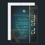PixDezines Stylish Bar Mitzvah/dark teal blue/gold Invitation<br><div class="desc">PixDezines Classic/Plain dark teal gree with a golden radiant Star of David.  Fully customizable,  change your background color.  Copyright © 2010 PixDezines.com™ and PixDezines™ on zazzle.com</div>