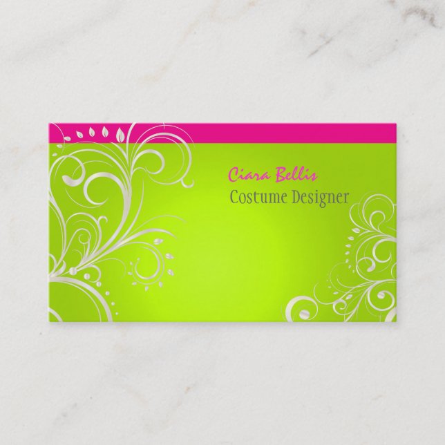PixDezines Stylish Pearl Swirls Business Card (Front)