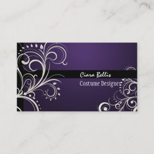 PixDezines Stylish Pearl Swirls+purple gem Business Card