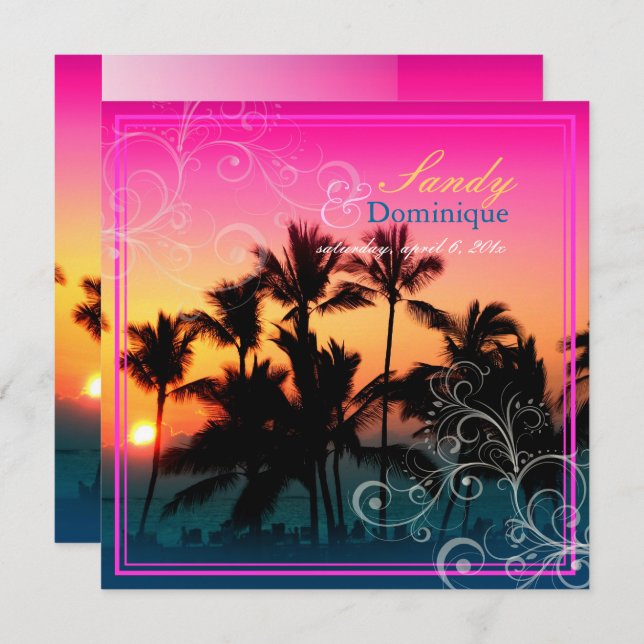 PixDezines sunset at A-Bay/hawaii Invitation (Front/Back)