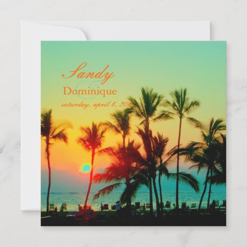 PixDezines Sunset at A-Bay/tropical wedding Personalized Invitations