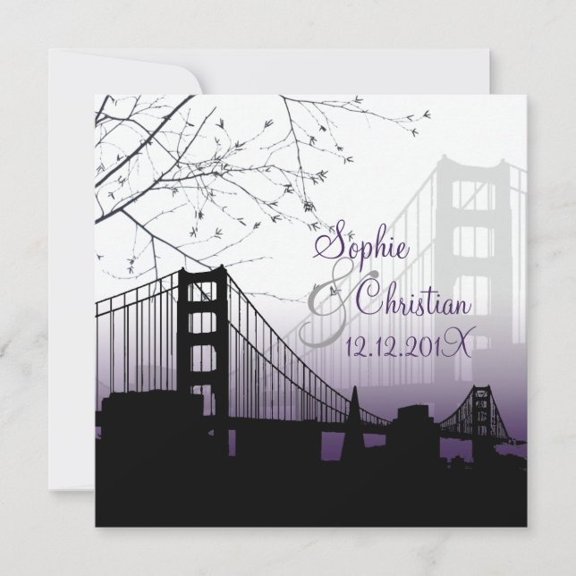 PixDezines SUNSET AT GOLDEN GATE/DIY Background Invitation (Front)
