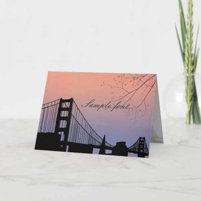 PixDezines sunset at golden gate/wedding thank you Card (Front)
