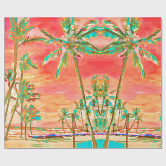 PixDezines Sunset Hawaiian Beach/Coral/Teal Wrapping Paper