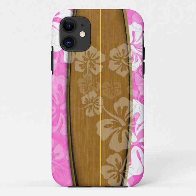 PixDezines surf board+hibiscus/diy background Case-Mate iPhone Case (Back)