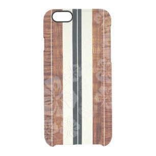 PixDezines Surf Board/Hibiscus/Faux Koa Clear iPhone 6/6S Case