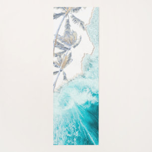 PixDezines surfs up, palm trees, beach Yoga Mat