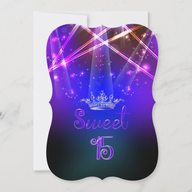 PixDezines Sweet 15, Laser Lights/Neon Lights Invitation (Front)