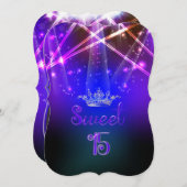 PixDezines Sweet 15, Laser Lights/Neon Lights Invitation (Front/Back)
