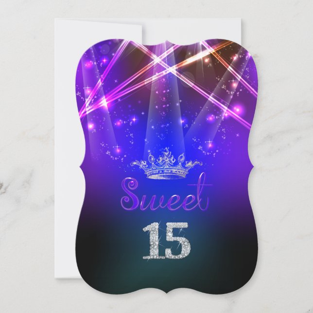 PixDezines Sweet 15, Laser Lights/Neon Lights Invitation (Front)