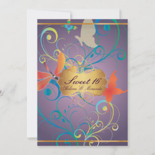 PixDezines Sweet 16/Butterfiles/Swirls/Dragonflies Invitation