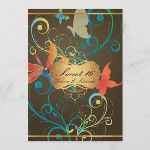 PixDezines Sweet 16/Butterfiles/Swirls/Dragonflies Invitation