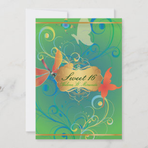 PixDezines Sweet 16/Butterfiles/Swirls/Dragonflies Invitation