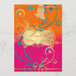 PixDezines Sweet 16/Butterfiles/Swirls/Dragonflies Invitation