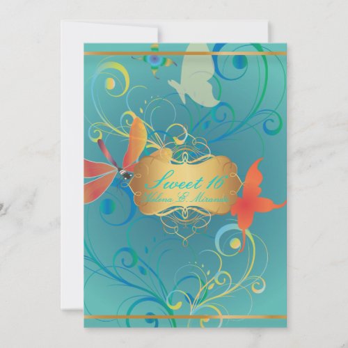 PixDezines Sweet 16/Butterfiles/Swirls/Dragonflies Invites