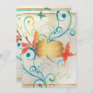 PixDezines SWEET 16/BUTTERFLIES/SWIRLS/DRAGONFLIES Invitation
