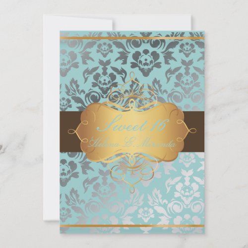 PixDezines Sweet 16/ Damask/tiara/diy colors Custom Invitations