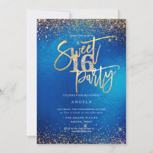 PixDezines Sweet 16 Diamond Glitter Blue Invitation