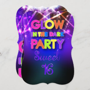 PixDezines Sweet 16, Glow Party/Laser Lights Invitation