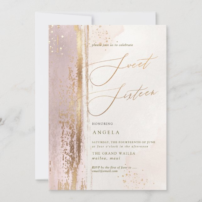 PixDezines Sweet 16 H2 Blush Pink Washed  Invitation (Front)