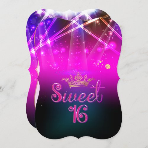 PixDezines Sweet 16 Laser LightsNeon Lights Invitation