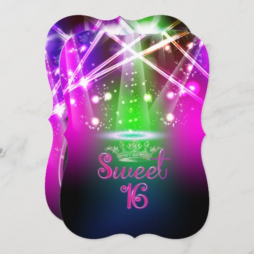 PixDezines Sweet 16 Laser LightsNeon Lights Invitation