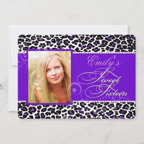 PixDezines sweet 16/purple leopard Personalized Invite
