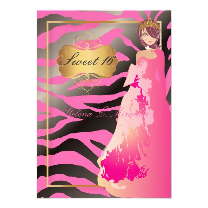 PixDezines Sweet 16/Quinceañera/zebra stripes Invites