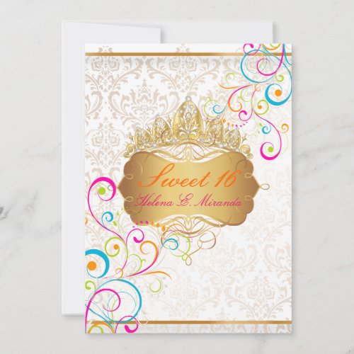 PixDezines Sweet 16/Rainbow Swirls/DIY background Custom Invitation