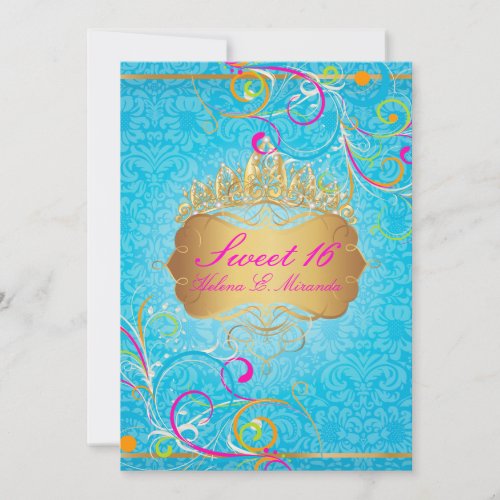 PixDezines Sweet 16/Rainbow Swirls Personalized Invite