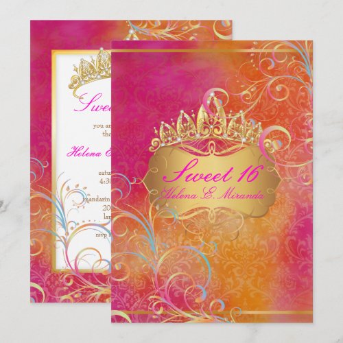 PixDezines Sweet 16/Rainbow Swirls Custom Invitations