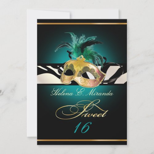 PixDezines Sweet 16teal ZebraDIY color Invitation