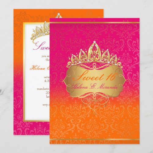 PixDezines Sweet 16/Vintage Rossi Damask Personalized Announcements