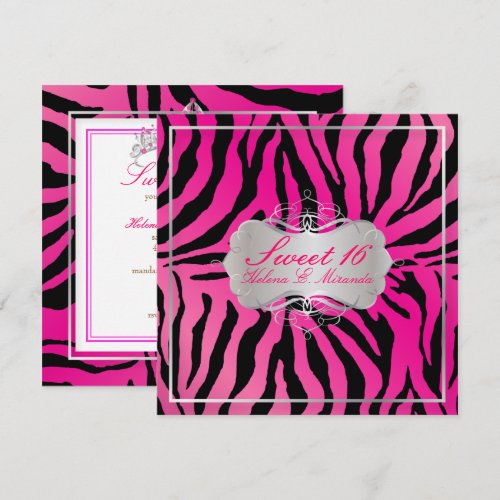 PixDezines Sweet 16/Zebra Stripes Custom Invitation
